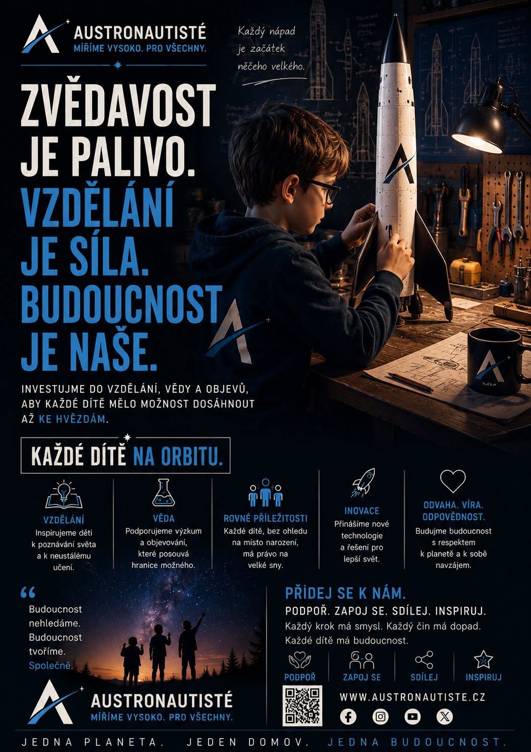 Zvědavost je palivo. Vzdělání je síla.
