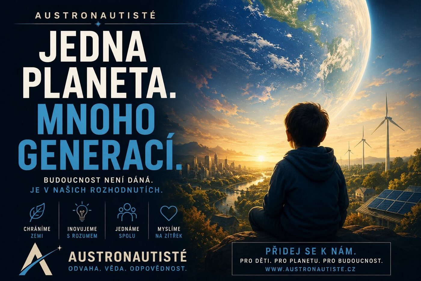 Země z vesmíru — jedna planeta, mnoho generací.